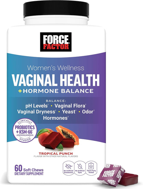 Force Factor Vaginal Health Probiotic Supplement for Women with KSM-66 Ashwagandha &