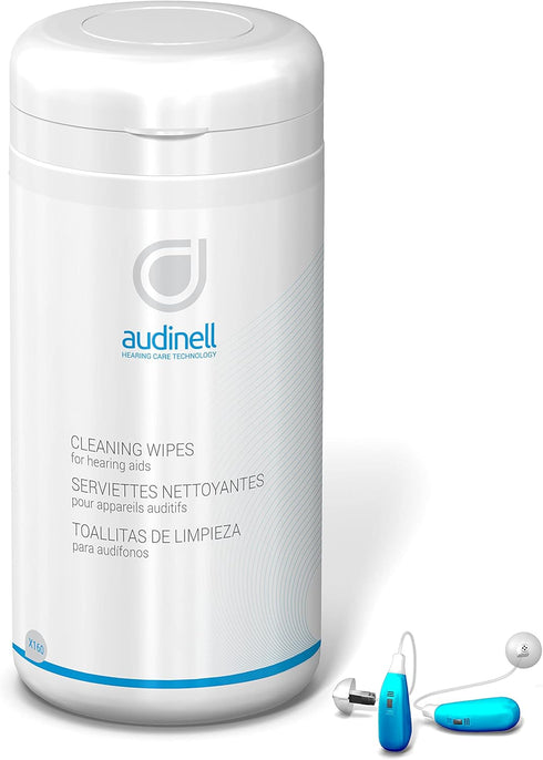 Cleaning Wipes | 160 Wipe Canister | Alcohol-Free | Dissolves, Cleans, Removes Earwax & Dirt from Hearing Aids, Earmold, Airpods, Earbuds, Earplugs, In-Ear Monitors, Hearing Protection Device