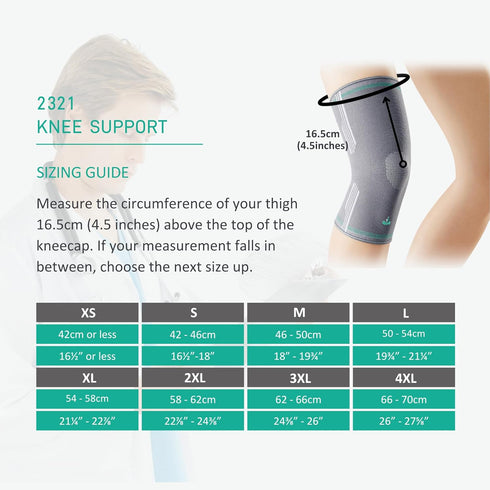 OPPO 2321 Knee Compression Sleeve for Men and Women - Knee Brace for Pain Relief (Gray, Medium, Pack of 1)