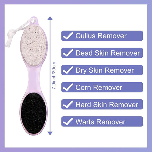 Pumice Stone Brush for Feet, 2 Pack Foot Scrubber 4 in 1 Pedicure Paddle Kit for Foot Care (Lilac and Blue)