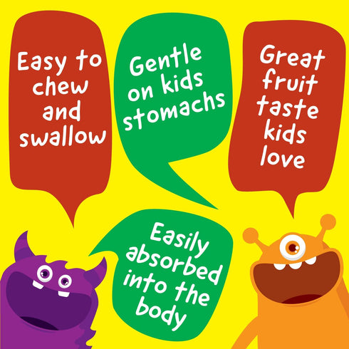 Kids Iron 10mg with Vitamin C 50mg Chewable Tablets - Tasty Natural Flavored - Vegan, Vegetarian, GMO-Free - 120