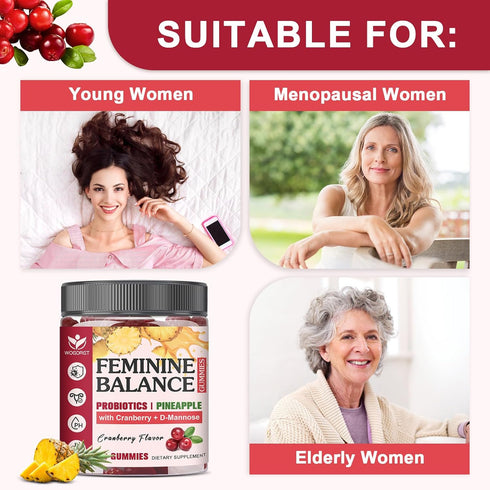 Gummies Gummies 60Ct (2pack) Feminine Balance for Women - Vaginal Health, pH Balance Support, Pineapple Probiotics