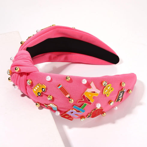 Teacher Headband for Women, MOLOCH FRI YAY Funny Pencil Beaded Blackboard Headband for School