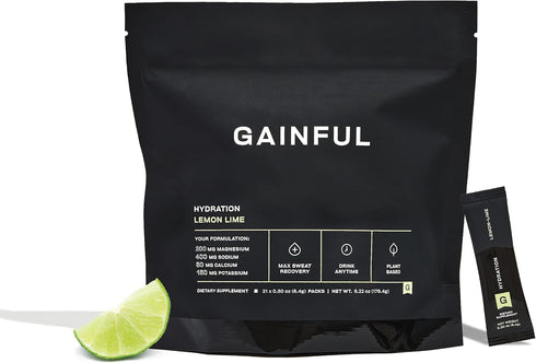 Gainful Hydration Powder Packets, Caffeine Free with Key Electrolytes Magnesium and Sodium, Energy Support, Low Sugar,