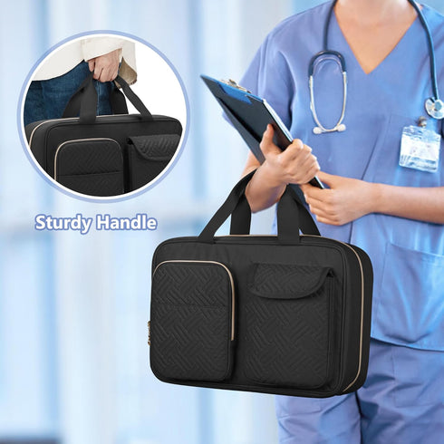 Travel-Friendly Black Pill Organizer for Medication - Durable Storage Bag