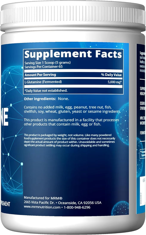MRM Nutrition L-Glutamine | 5000mg | Muscle Support, Recovery, 65 Servings