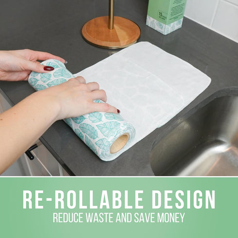 Reusable Paper Towels, 15 Pieces Pack of Washable & Paperless Towels, 100% Cotton, Highly Absorbent for Kitchen