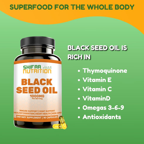 Halal Black Seed Oil, 1000mg, 45 Servings, Supports Hair, Skin, Joints, Immune, Heart, Digestion