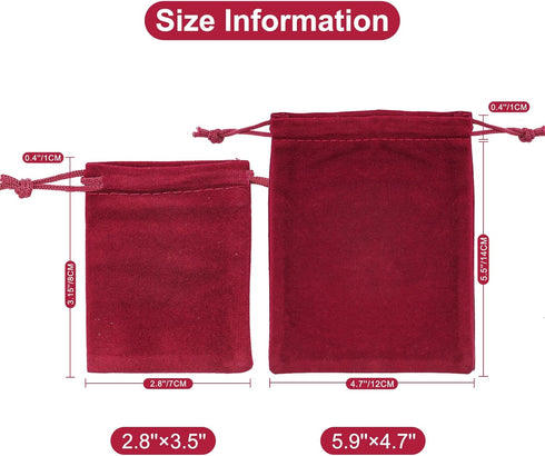 G2PLUS 20PCS Red Velvet Jewelry Pouches, Small Gift Bags with Drawstring, Wine Red for Wedding Favors