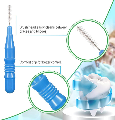 350 Pieces Interdental Brush Tooth Floss Tooth Cleaning Tool, Soft Dental Picks Refill Dental Flosser (Blue, Red)