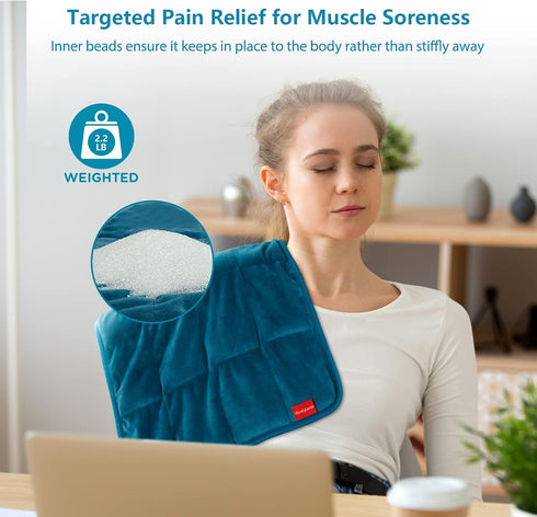 Comfytemp Weighted Heating Pad for Back & Cramps, 2.2lb Electric Neck Shoulder Heat Pad, FSA HSA Eligible, Washable
