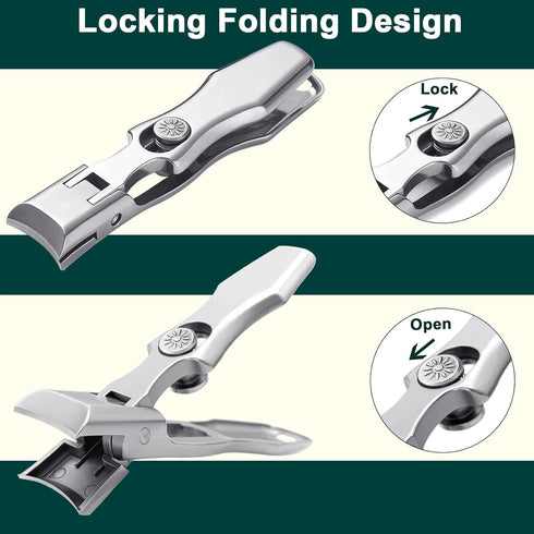 Nail Clippers for Thick Toenails, Heavy Duty Fingernail Clipper, Portable Ultra Sharp Splash Proof Large Trimmer for Men
