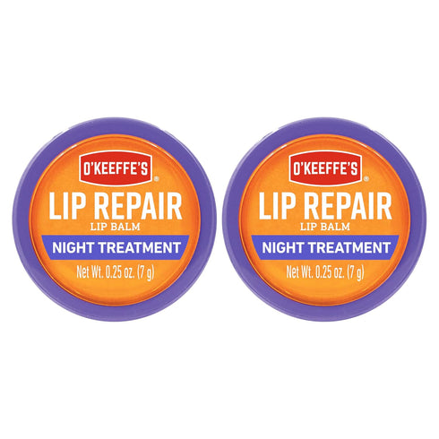 O'Keeffe's Lip Repair Night Treatment Lip Balm for Dry, Cracked Lips - 0.25 Ounce Jar (2 Pack)