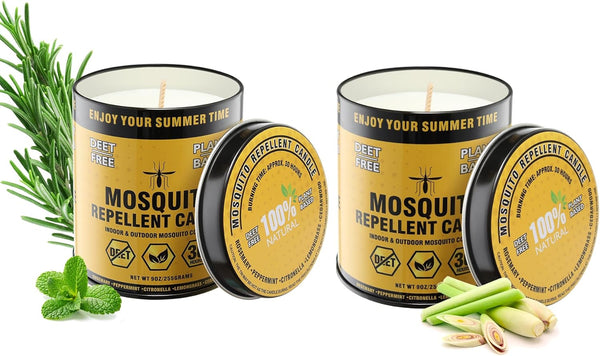 Mosquito Repellent Candle Plant-Based Essential Oils with Citronella, Lemongrass & Rosemary Outdoor