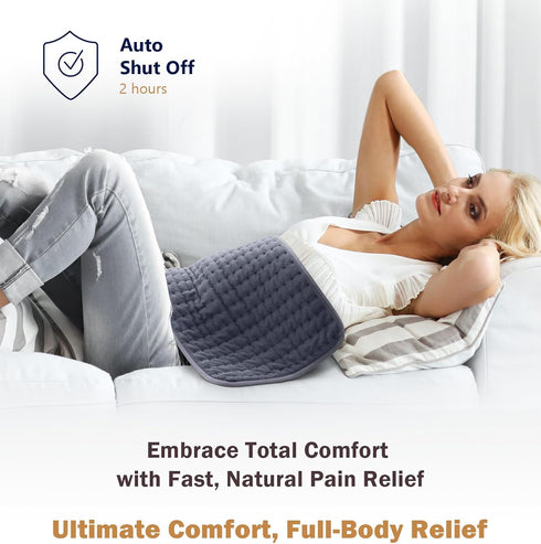 Heating Pad for Back, Neck, Shoulder Pain Relief, 6 Heat Settings, Auto-Off, Moist Dry Heat Options, 12"x24"