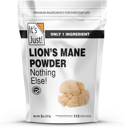 It's Just! - Lion's Mane Mushroom Powder, Natural Raw Superfood, Brain Support,