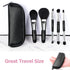 Travel Makeup Brushes Set with Pouch, 5PCS Double Ended Mini Cosmetic Brushes Kit for Professional Makeup (Black)