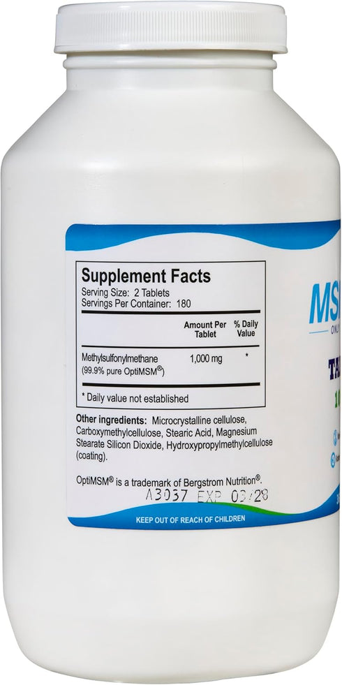 Kala Health MSMPure Organic Sulfur Supplement Tablets, 360 Count, 1000 mg per Tablet, Made in USA
