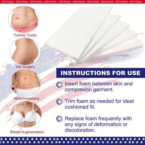 KUSMOO 5 Pack 8" 11" Lipo Foam Pads for Post Surgery Ab Board Liposuction Surgery Flattening Abdominal Compression
