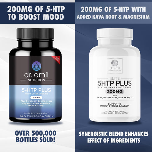 200 MG 5-HTP Elite with Kava Root Extract, Magnesium & SAM-e, 60 Capsules for Healthy Sleep & Wellbeing