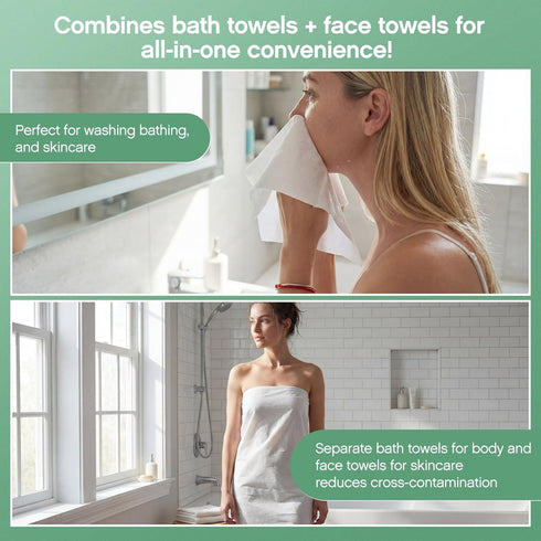 Tegeme 40 Pack Set 20 Pack 55 28 Inches 20 20 12 Inches Disposable Towel Individually Wrapped Include x Bath Towels