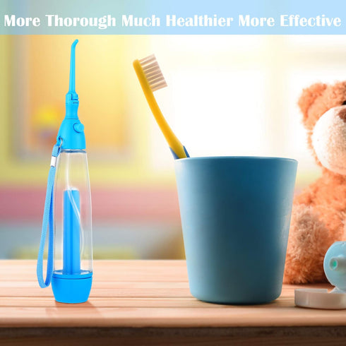 Water Dental Flosser for Teeth, Portable Oral Irrigator, Non Electric, Cordless Manual Air Pressure for Home and Travel