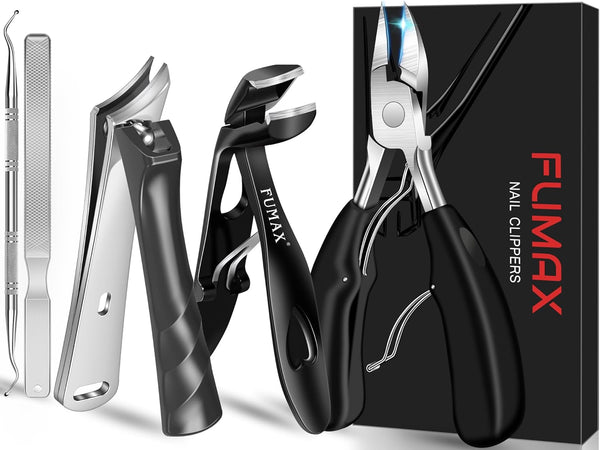 Nail Clippers for Men Thick Toenails, Heavy Duty Angled Toenail Clippers with Wide Jaw Opening, Sharp Stainless Steel