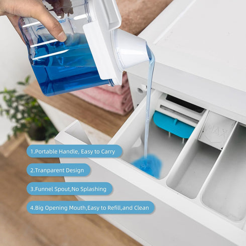 2-Pack Laundry Detergent Container - 51oz Dispenser with 5 Labels for Laundry Room Organization, Soap, Bleach, Powder,