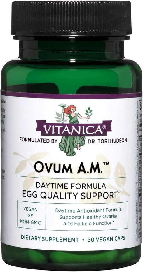 Vitanica Ovum A.M. Egg Quality Support, 30 Vegan Caps with Vitamin D3, Alpha Lipoic Acid & CoQ10