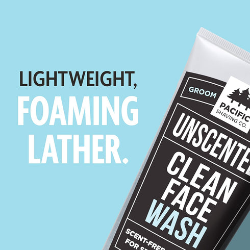 Pacific Shaving Company Clean Facial Wash, Unscented Gentle Face Cleanser with Sea Salt & Aloe Vera for Men