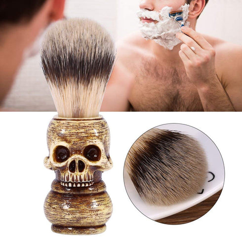 ZJchao Shaving Brush, Skull Head Shaped Handle Beard Shaving Brush for Men, Gifts for Dad Boyfriend