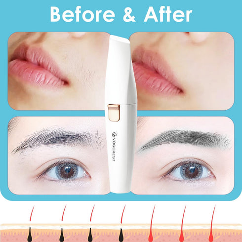 Rechargeable 2 in 1 Eyebrow and Facial Hair Remover for Women with Built-in LED Light for Painless Hair Removal