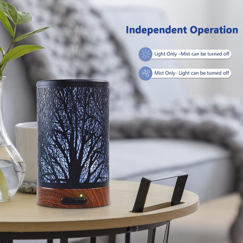 EQUSUPRO Essential Oil Diffuser, 150ml Metal Aromatherapy Oil Diffuser, Ultrasonic Cool Mist, 7 Colors LED.