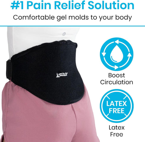 Arctic FIex Ice Pack for Back, Reusable Hot & Cold Gel Wrap for Injury Pain Relief, Flexible Pad w/Compression for