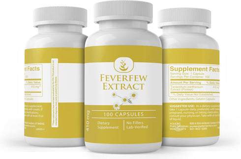 Feverfew Extract by PURE ORIGINAL INGREDIENTS, 100 Capsules, Always Pure, No Additives