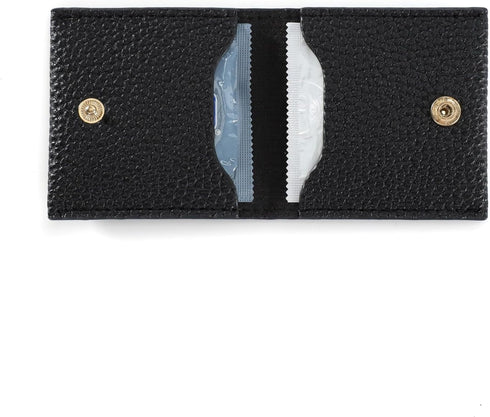 Stylish PU Leather Condom Holder - Black Mini Purse for Men