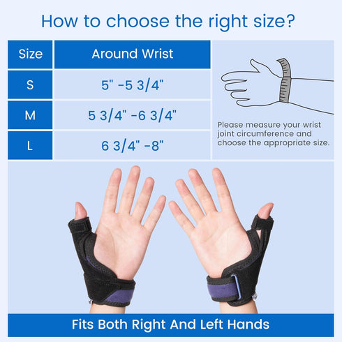 Velpeau Thumb Wrist Support Brace, CMC Thumb Spica Splint for Arthritis Pain, Fits Both Hands