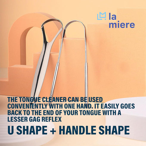 Tongue Scraper, 2 Pack, 100% Stainless Steel, Easy to Use for Oral Care & Hygiene with Natural Cotton Bag.