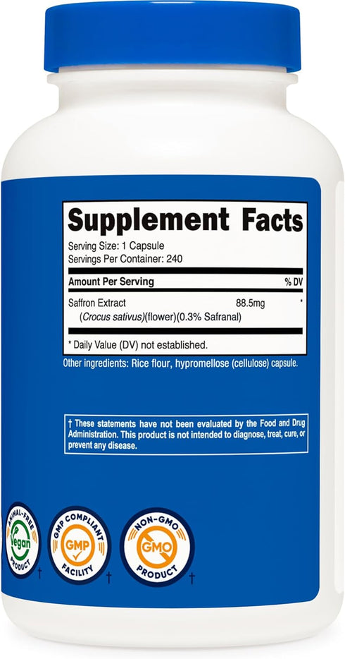 Nutricost Saffron Extract 88.5mg, 240 Non-GMO, Gluten Free Veggie Capsules