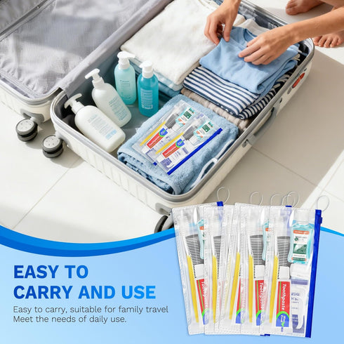 Pack 30,Yellow Set Personal Hygiene Kit Bulk of Basic Travel Toiletry Disposable Toothbrushes with Toothpaste Mouthwash
