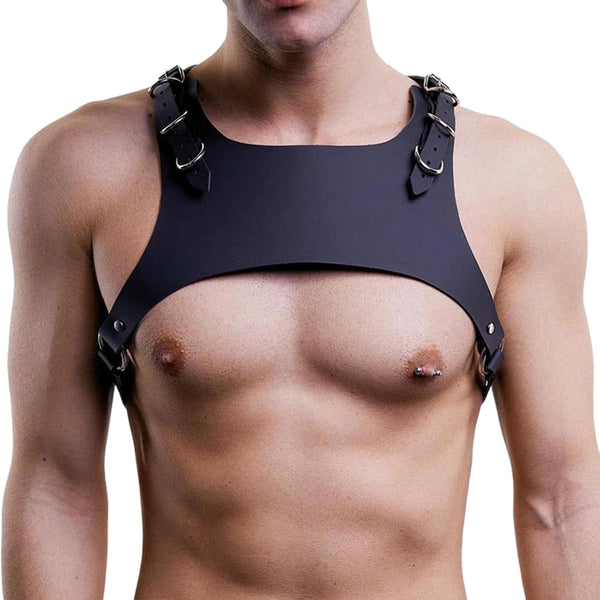 ROIEIIR Adjustable Leather Chest Harness for Men, BDSM Fetish Bondage Gear, Erotic Leather
