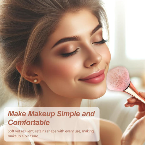 Super Large Mineral Powder Brush Set - 2 Pcs Bronzer Kabuki Makeup Brush & Soft Fluffy Foundation Brush