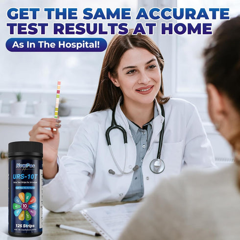 NewPos 10-in-1 125 (125) Urine Test Strips for Urinalysis: CT Urinalysis Test Strips Full Panel for UTI Nitrite