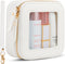 Clear Makeup Bag, Mini Small Cosmetic Bag for Purse, Cute Leather Makeup Pouch, White Mini