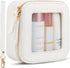 Clear Makeup Bag, Mini Small Cosmetic Bag for Purse, Cute Leather Makeup Pouch, White Mini