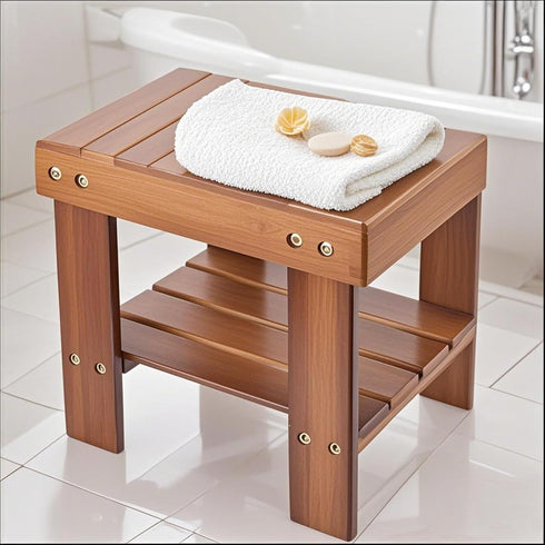 2 Pack 11 9 10 Inch Bamboo Step Stool, Bamboo Shower Bench, x x Foot Stool, Seat Stool for Home, Garden, Living Room