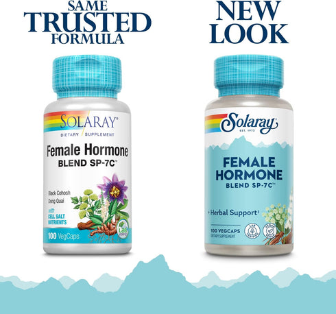 SP-7C 100 50 SOLARAY Female Hormone Blend | W/Black Cohosh, Dong Quai, Passion Flower, Wild Yam & More | VegCaps, Serv.