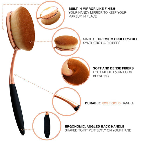 Yoseng Oval Foundation Brush, Large Toothbrush Makeup Brushes for Liquid Cream Powder Application