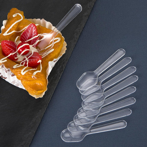 500Pcs Disposable Clear Mini Plastic Spoons, Tiny Dessert Spoons, Ice Cream Spoons, Serving Utensils for Crafts