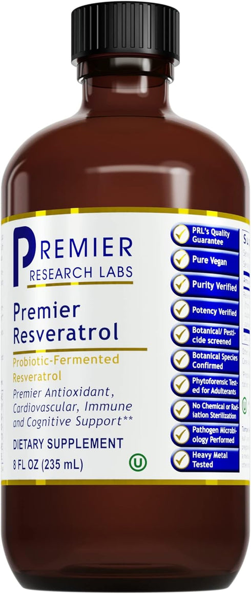 Premier Research Labs Resveratrol Liquid Supplement, Antioxidant Support for Heart Health & Blood Flow, 8 Fl Oz